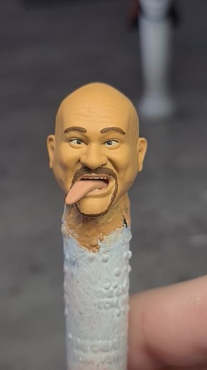 "Mom, can we have Goldberg action figure head from Tom Veg"? Mom: "no, we have Goldberg action figure head from Tom at home". Goldberg action figure head at home: 😉 Gillberg 3D printed mattel elite sized custom action figure head. Hand painted by my wife @andreaorsagveg for customer. Available at my webshop, www.thegreattomveg.com link in bio. Digitally sculpted and 3D printed by me. #goldberg #gillberg #actionfigure #actionfigurehead #customactionfigures #wrestleractionfigures | The Great Tom 
