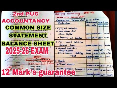2nd PUC ACCOUNTANCY common size statement of balance sheet 12 Mark's 2025-26 ANNUAL EXAM guarantee