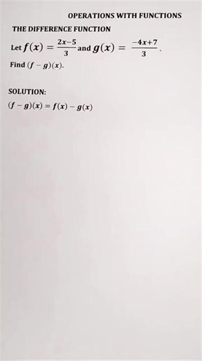 Easy Math! #fyp #genmath #differencefunction #operationwithfunctions