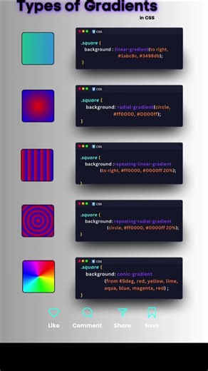 Types of gradients in css #codewithhunter #gradients #css #viral