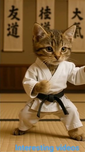 Karate Cat Training#karatecat#funnykitten#catkarate#dojo#karatemoves