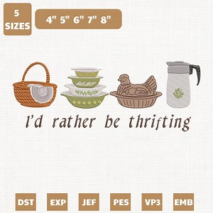 Thrifting Machine Embroidery File, Vintage Design (digital Download, 4-8 Inches - Etsy UK