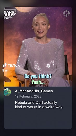 Nebula?? A secret crush on Star-Lord?? 😳 #gotgvol3 #nebula #starlord #crush #love #karengillan #chrispratt #mcu #marvelstudios #jamesgunn #mantis #pomklementieff #ign #comments #disney #guardiansofthegalaxy #guardiansofthegalaxyvol3 @Karen Gillan