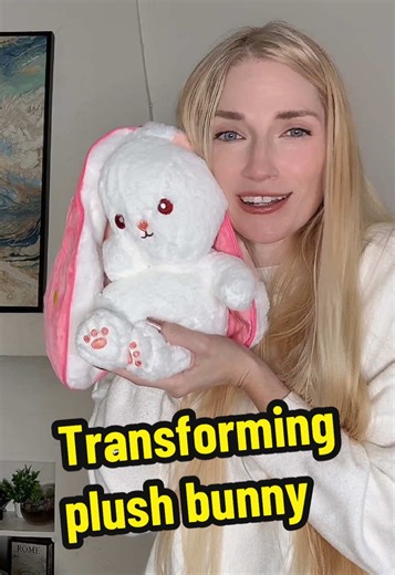 This is the large strawberry bunny. This plush toy is so soft and adorable! #eastergiftsforkids #plushbunny #bunnytoy #tiktokshopsparkcreator #tiktokshopcreatorpicks
