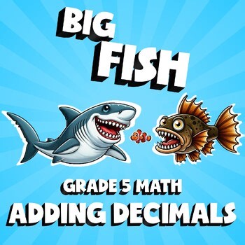 Adding Decimals BIG FISH Math Game - Grade 5 No Prep Review