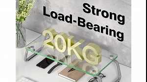 AMERIERGO Rectangular Tempered Glass Monitor Riser, Clear Monitor Stand, Clear Laptop Stand, Desktop Stand Height Adjustable, Monitor Riser for Laptop PC Printer in Home & Office