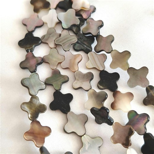 10mm Clover Black Mother of Pearl Shell Vertical Drilled Flat Bead Strand, Undyed Natural Untreated MOP Nacre DIY Jewelry Making Supply - Etsy