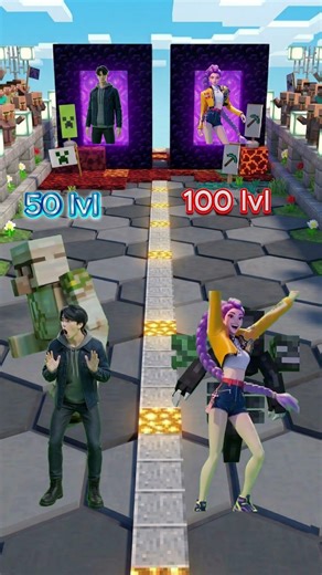 Jinu vs Rumi: 100 LVL UP! 📈 Can they survive HEROBRINE? 🔥 #kpopdemonhunters #jinu #rumi #shorts