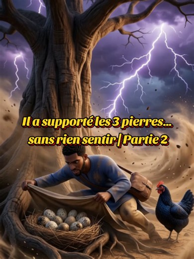 Badou a accepté l’épreuve de la Poule mystérieuse : protéger ses œufs jusqu’à leur éclosion. Tempête, pluie, faim, peur, fatigue… il traverse tout sans abandonner. Et quand les poussins naissent enfin, la Poule tient sa promesse et lui remet un mystérieux pantalon rouge. De retour au village, Badou se présente devant Bathi et réclame l’épreuve. Premier coup. Puis deuxième. Puis troisième. Mais au moment où tout le village s’attend à le voir tomber… Badou ne bouge pas. Bathi commence à comprendre