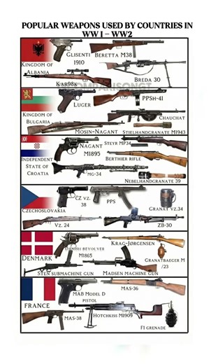 Most Popular Weapons Used by Countries | WWI–WW2