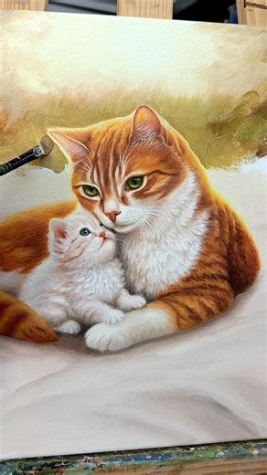 Family portrait painting process in oil