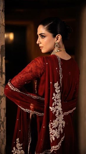 Maya Ali Elegant Maroon Dress/Azure Royal Crimson Luxe By Chiffon Embroidered Collection