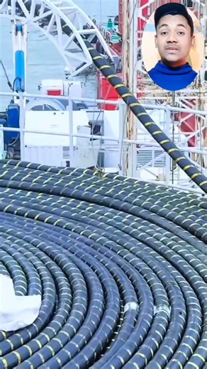 The Video displays the large-scale loading of a submarine communications cable into a ship's hold. These cables are the backbone of the global internet and telecommunications, carrying over 99% of international data traffic. The cables are laid on the seabed between land-based stations to transmit data across oceans and seas using optical fiber technology. . . . . . . . #submarine #telecommunications #communication #technology #globalInternet #facts #dailyfacts #fbreelsfypシ゚ #fypシ゚ | AinfoZ