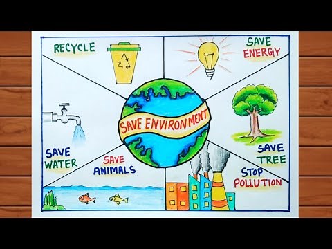Save Environment Poster Drawing / Save Earth Drawing Competition / Environment Art
