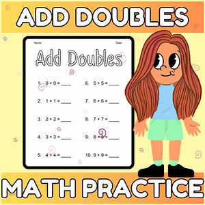 Adding Doubles Single Digits Addition Math Problems Practice Homework Quiz Test