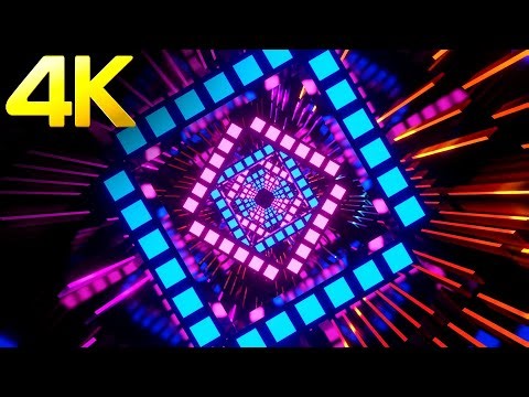 4K OLED Neon Square Rotating Party Lights Blue & Pink Color Black Screen Background Loop No sound