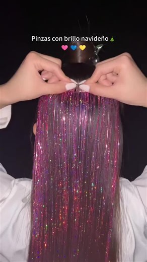 💕¡BRILLA EN CADA FIESTA NAVIDEÑA! ✨ Mis brillitos navideños para el cabello son súper fáciles de usar (¡listos en 10 segundos! 💫) #BuenFinEnTikTokShop#hairtinsel #tinsel#beauty#christmashair
