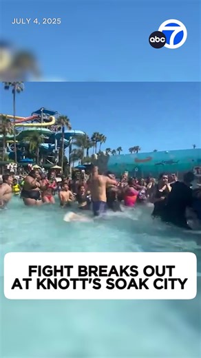 1.2M views · 10K reactions | Shocking video captured a brawl that broke out at a water park in Buena Park on the Fourth of July. In footage that is now part of a police investigation, several people are seen throwing punches in the wavepool at Knott's Soak City. | ABC7 | Facebook