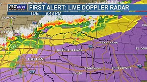 First Alert Doppler Radar Loop (high-res) showing the movement of the line of storms crossing the Red River. These storms are moving S-SE at 40-50 mph. Winds of 60-80 mph are possible along with some pockets of large hail, frequent/deadly lightning, very heavy rainfall and a chance for an isolated tornado is not out of the question. Please stay tuned. | Mark Scirto KLTV
