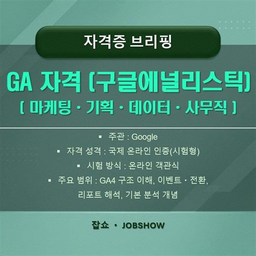 [자격증 브리핑] GA 자격(구글 애널리틱스)｜마케팅ㆍ기획ㆍ데이터 사무직에 정말 필요한 자격일까?