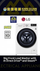 This LG washing machine comes with Intelligent Care that ensures 18% More Fabric Protection while LG Steam technology eliminates 99.9% of allergens, such as dust mites that can cause allergy or respiratory issues. Purchase Link : https://bit.ly/9kg-fv1409s4w #Khinguancorp #Lg #Washingmachine #Frontload #IntelligentCare | Khin Guan Corporation Sdn Bhd | Facebook