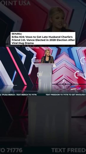 2.7K views · 11 reactions | Erika Kirk pledged to help J.D. Vance win the 2028 presidency following their viral on-stage hug. Click the link below for details. (: X) https://okmagazine.com/p/erika-kirk-vows-late-charlie-pal-jd-vance-elected-2028-election-viral-hug/ | OK! Magazine | Facebook