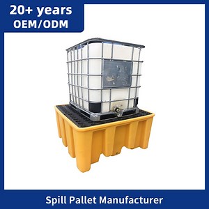 [Hot Item] Yellow IBC Spill Containment Pallet Chemical Liquids Leakproof Tray Plastic Pallet for Chemical Storage Spill Pallet