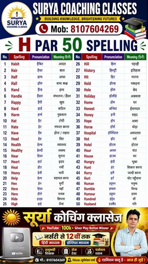 H se 50 Words Meaning / H se word meaning english to hindi / h se shuru hone wale 50 word meaning