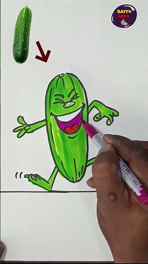 How to Draw a Funny Cucumber Cartoon 🥒😂 | Easy Step-by-Step#short