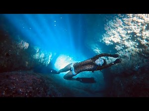 Freediving in a Natural Sea Cave