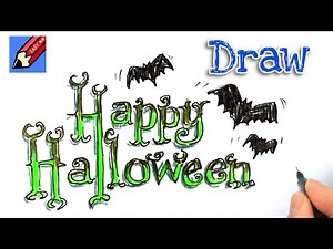 How to draw Happy Halloween Real Easy | Step by Step with Easy - Spoken Instructions