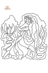 Charming mermaid - Mermaids coloring pages for Adults