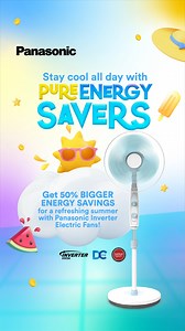 378 reactions · 16 shares | With the rising heat index daily, it is becoming a necessity to keep the electric fan on all day to cool down. What if there is an electric fan that can keep your electric bill low even with non-stop use? Get 50% bigger energy savings with Panasonic #JapanQuality Inverter Electric Fans. Experience #PureEnergySavers with energy-saving technologies that make you a real summer winner.  | Panasonic Philippines | Facebook