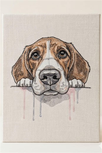 Beagle Dog Embroidery Design | Realistic Pet Portrait | Machine File - Etsy