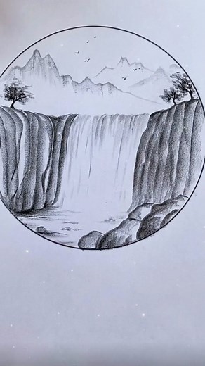 Spectacular waterfall #pencildrawing #drawing #learntodrawwithme #learnpainting