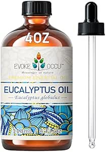 EVOKE OCCU Eucalyptus Essential Oil for Diffuser, Aromatherapy, Shower, Clear Breath, Add to Body Wash, Soap and Candle Making - 4 Fl Oz