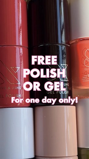 TODAY ONLY, we’re giving you a FREE polish of your choice! This offer is only available for a short window and once it’s gone, it’s gone. Add your favorites to cart, pick your polish, and treat yourself while it’s free. | Olive & June