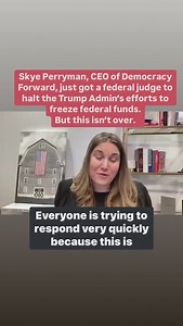 Skye Perryman is the CEO of Democracy Forward @democracyforward the organization that took the Trump administration to court today over its attempt to freeze spending on federal grants and loans. She scored a victory. U.S. District Judge Loren L. AliKhan issued a temporary restraining order, preventing the Trump administration from halting payments for grants, loans and programs that receive government assistance. I spoke to @skyeperryman about the quickly constructed case; their arguments and w