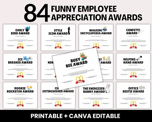 Funny Employee Appreciation Awards Certificate, Funny Work Awards Editable Office Award for Coworker Staff Appreciation Day Gift Certificate - Etsy Canada