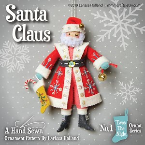 Santa Claus PDF Pattern for a Hand Sewn Wool Felt Christmas Ornament - Etsy UK