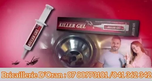 Killer Gel Anti cafard. Killer Gel est efficace contre les cafards aussi bien contre les nymphes que contre les adultes. Application simple: Killer Gel doit être appliqué dans les endroits infestés sous forme de petites gouttes. Killer Gel 10g—320 Da Killer Gel 30g—850 DA | Bricaillerie