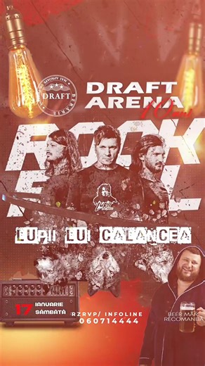 10 ANI de Draft Arena. 10 ANI de seri nebune. 10 ANI de vibe adevărat. 🔥 Am turnat tone de bere, 🎤 am adus zeci de artiști pe scenă, 🍔 am gătit mii de gusturi memorabile — și acum e timpul să sărbătorim ca niște campioni. 💥 17 ianuarie — LUPII LUI CALANCEA live, tare, fără frâne! 📍 Draft Arena — unde distracția nu are pauză.#zaitevroman #beermar #berariadraft @Роман Зайцев