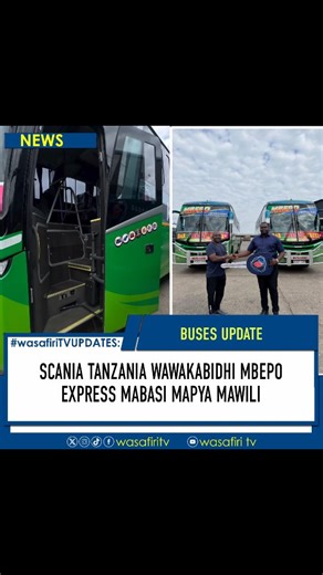 Kampuni ya Mbepo imekabidhiwa rasmi mabasi mawili mapya aina ya Scania ikiwa ni hatua ya kuimarisha huduma zake za usafiri kwa wateja. Akizungumza wakati wa makabidhiano hayo, wawakilishi wa kampuni walieleza kuwa ununuzi wa mabasi hayo unaonesha dhamira ya Mbepo Company katika kuboresha ubora wa huduma, kuongeza usalama wa abiria pamoja na kuimarisha ufanisi katika uendeshaji. Mbepo Company imeishukuru Scania kwa ushirikiano na kuahidi kuyatumia mabasi hayo kwa kuzingatia viwango vya juu vya us