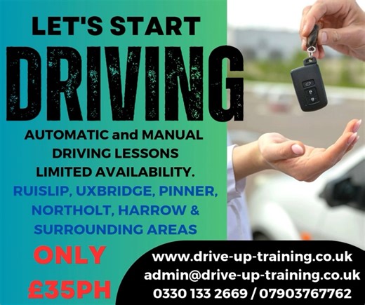 Want to start driving? Are you in the Ruislip, Uxbridge, Denham, Pinner, Harrow, Northolt or surrounding areas? We have a Manual and Automatic Instructor with limited availability to start your driving journey in 2026 Call the office on 0330 133 2669 or 07903767762 to book your first lesson today. #learntodrive #drivinglessons #instructortraining #manualdrivinglessons #automaticdrivinglessons | Drive-Up Training