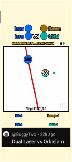 Dual Laser 🔵🔵 Vs 🔵🟤 Orbital Slammy #earclacks #weaponballfight #simulator #sandbox #Vs