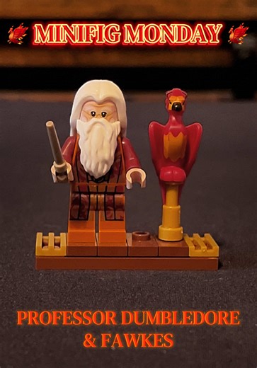 🐦‍🔥 Minifig Monday! 🐦‍🔥 Today’s featured minifigures are Professor Albus Dumbledore and Fawkes from the LEGO Harry Potter Fawkes, Dumbledore’s Phoenix set (76394), and these two absolutely steal the spotlight. 🧙‍♂️🐦 The Dumbledore minifig is classic and instantly recognizable, with his detailed robes, half moon glasses, and calm, wise expression that perfectly captures the character. Alongside him is Fawkes, the legendary phoenix, represented as a beautifully designed LEGO figure that pair