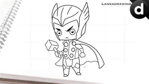 learn to draw cute thor superhero cartoon