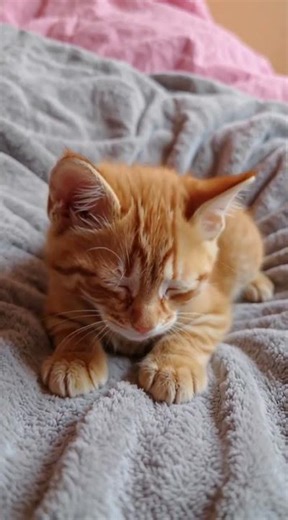 Cute Ginger Kitten Falling Asleep 😴 | Adorable Kitten Sleepy Moments #cat #cutepets #cute
