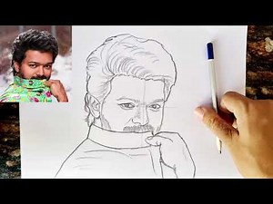 Vijay thalapathy Drawing || How to draw Vijay thalapathy || Outline drawing #vijaythalapathy