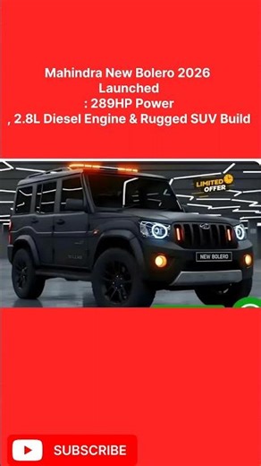 Mahindra New Bolero 2026 Launched: 289HP Power, 2.8L Diesel Engine & Rugged SUV Build